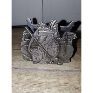 VINTAGE GOLF BAG CLUBS LETTER HOLDER PEWTER GOLFING